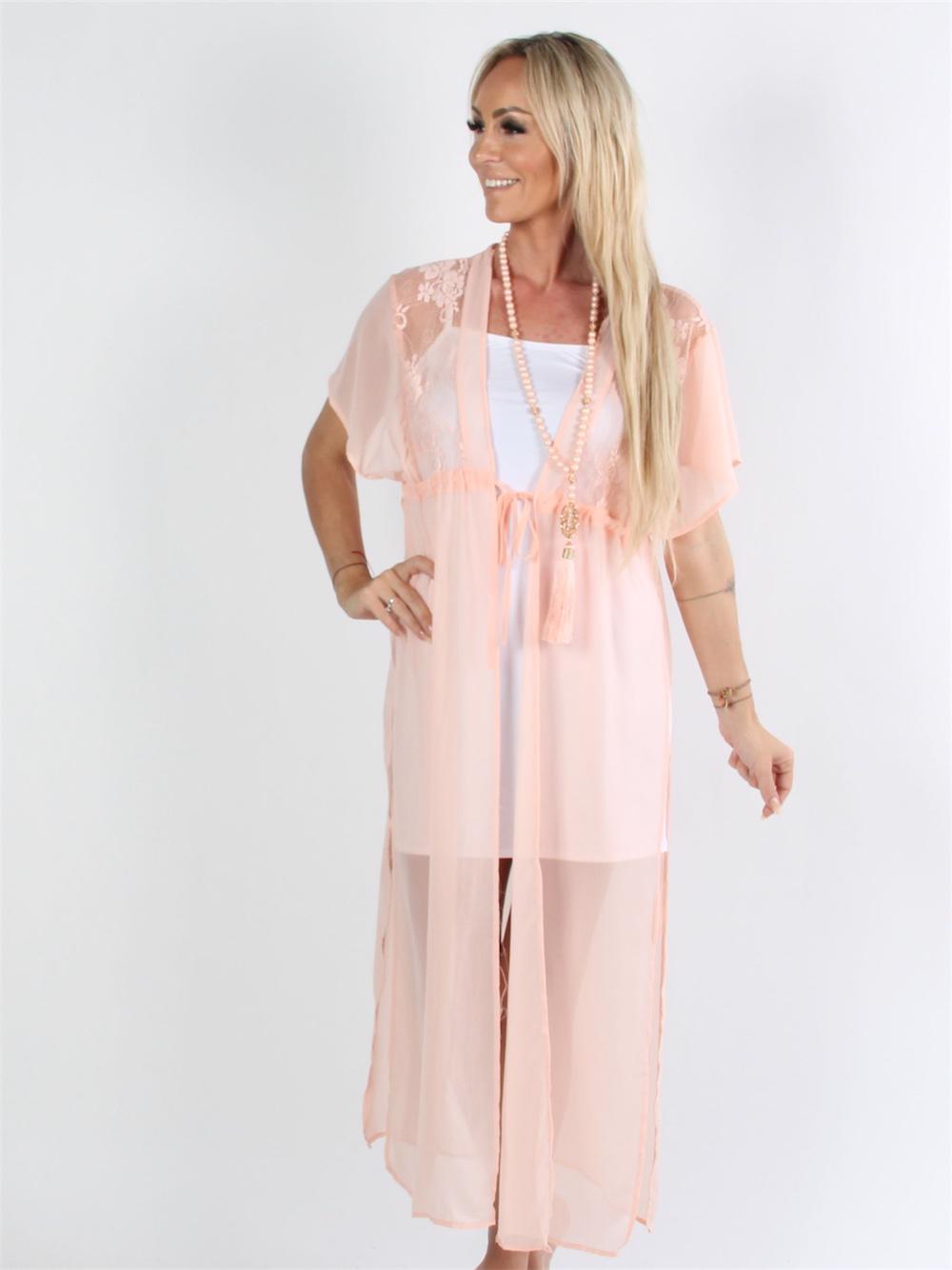 Viktoria - Svart halvgenomskinlig kimono